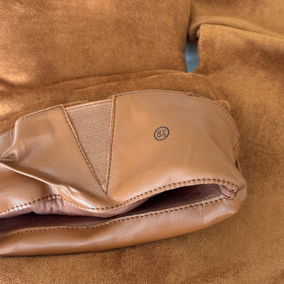 Women’s Camel Colored Suede Knee-High Boots - Picture 3 of 5